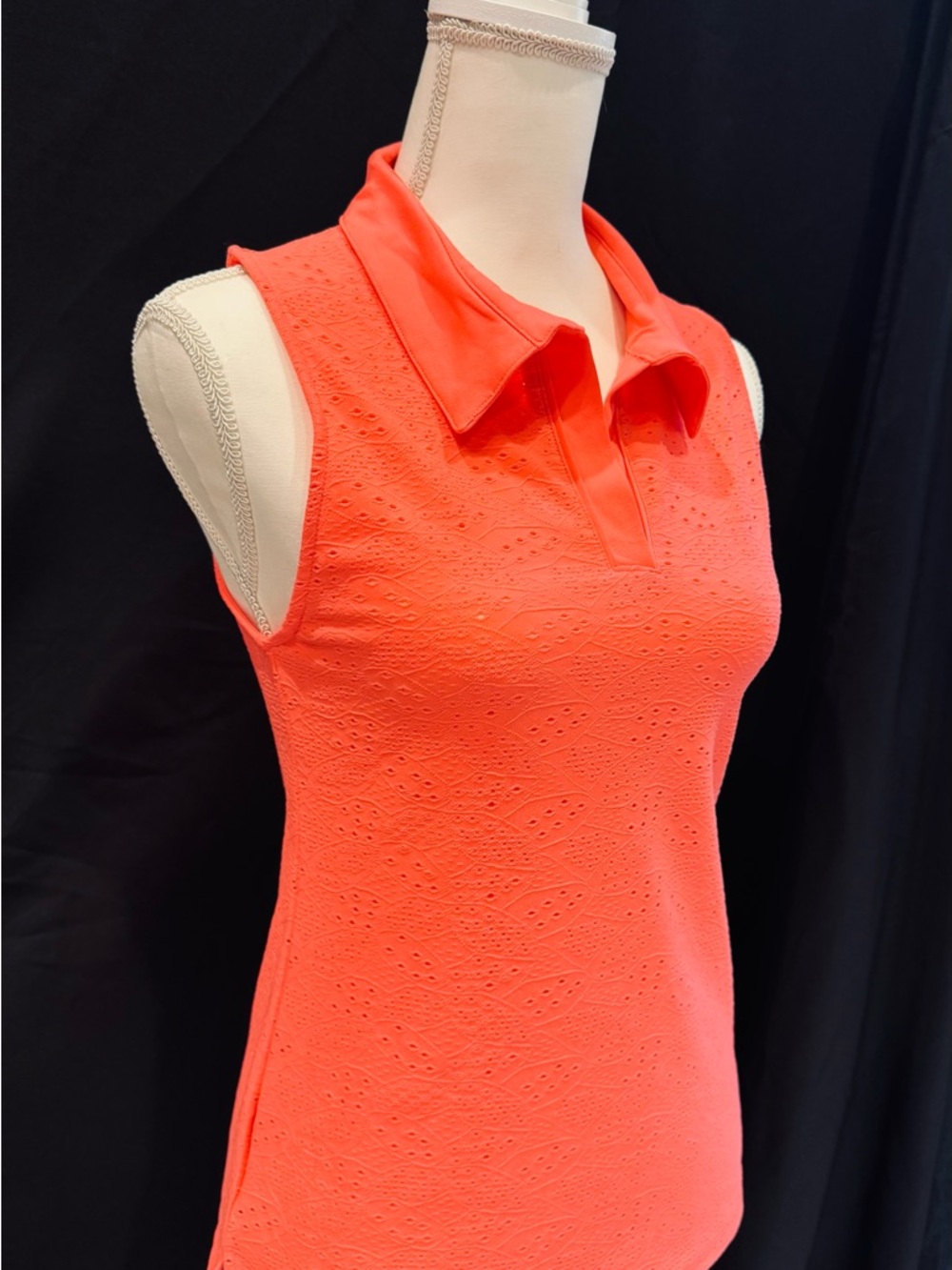 NWT Sleeveless Eyelet Polo Tank - Bright Coral